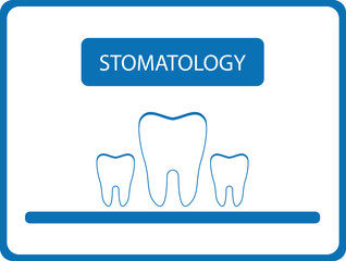 blue stomatology background with isolated tooth