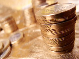 coins on the gold background