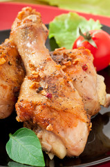 Grilled chicken legs and vegetables