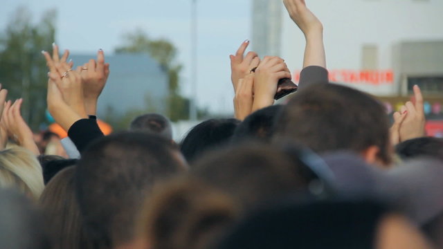 a crowd of fans at a concert, festival