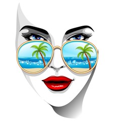 Tropical Girl with Sunglasses-Ragazza e Occhiali da Sole Tropici