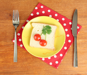 fun food for kids on wooden background