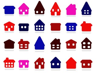 Rounded home icon set - vector icons