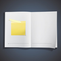 White book with post it inside.