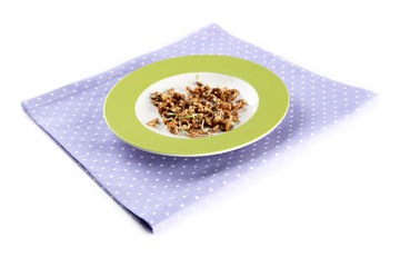 Wheat germs on plate isolated on white