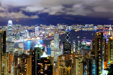 Naklejka premium Panoramę miasta Hongkong