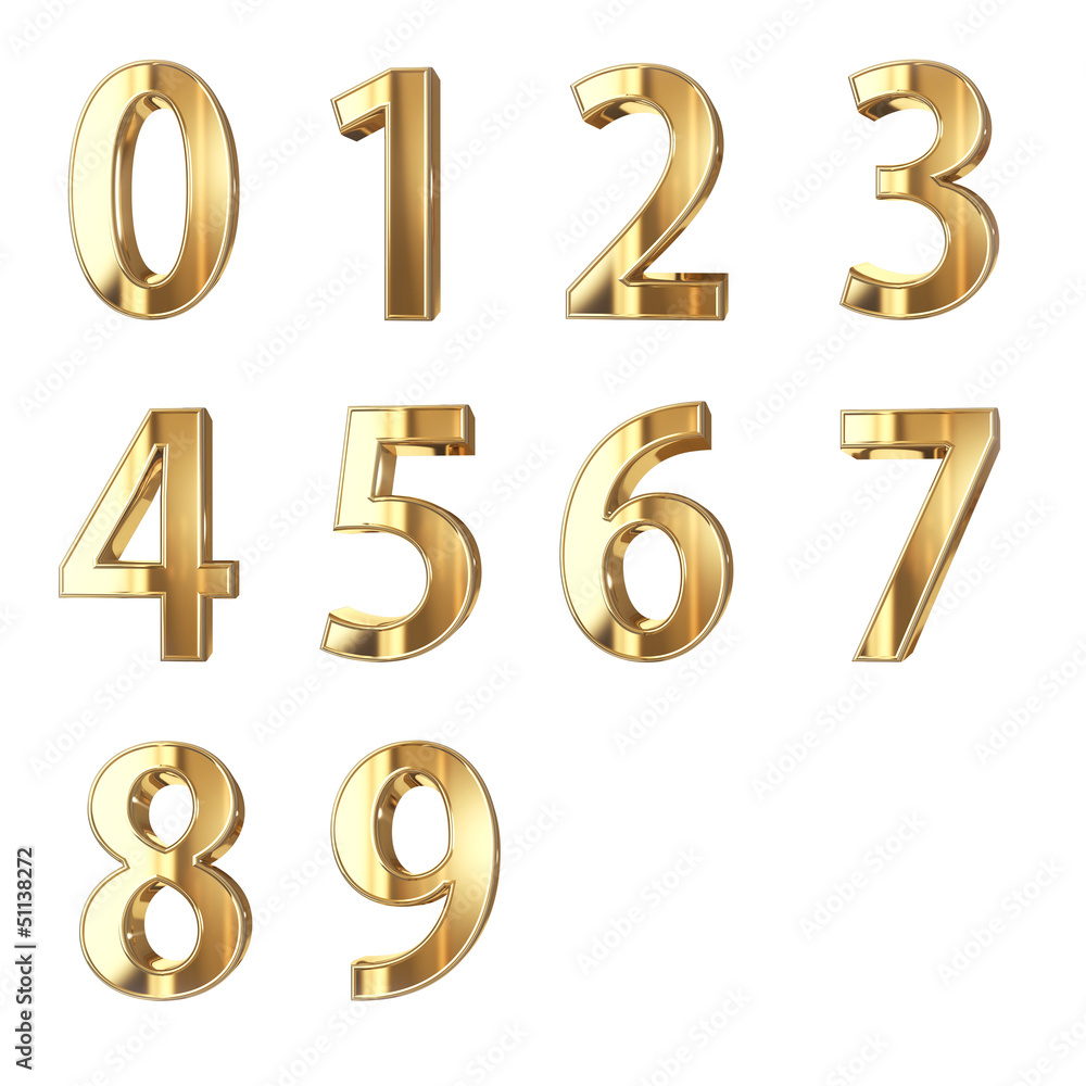 Poster golden numbers isolated with clippign path