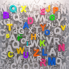Naklejki  Kolorowe litery abc w przedszkolu w tle