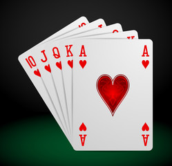 royal flush playing cards