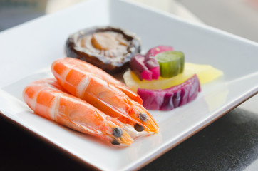 prawns and pickled vegetable