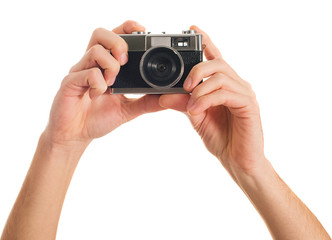 Fototapeta premium Human Hand Holding Camera