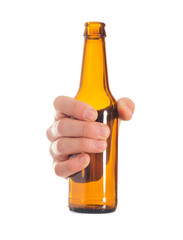 Close-up Of Hand Holding Empty Beer Bottle