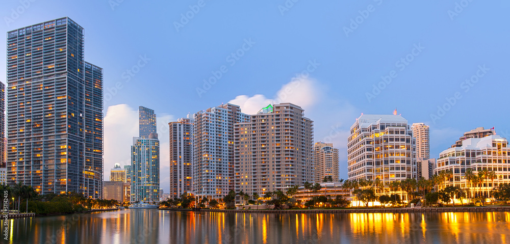 Wall mural Miami Florida, Brickell and downtown financial buildings