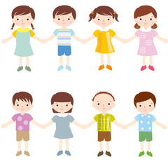 並ぶ　手をつなぐ　子供たち
