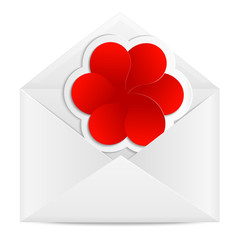 Paper envelope with a red flower