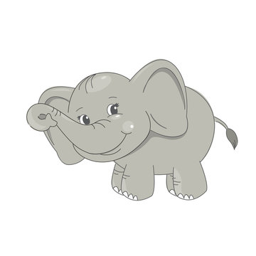 Cute baby elephant smiling.