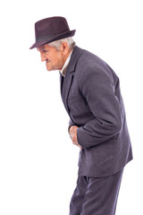 Obraz na płótnie Canvas Old man with stomach pain