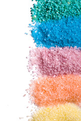 different colours of bath salt