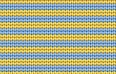 Vector background. Knitted fabric with blue and yellow stripes