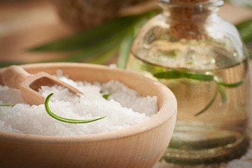 Spa setting with bath salt and soap