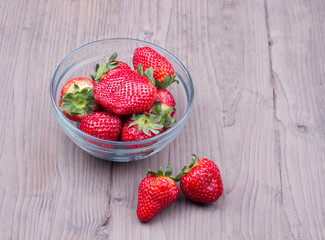 Strawberry in a glass dish