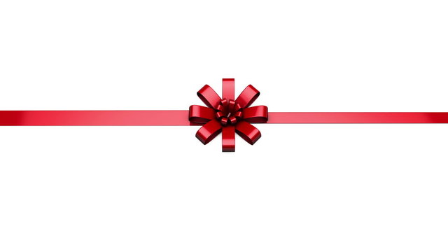Single ribbon animating into a bow and isolated