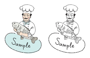 Chef with fish logo template