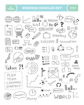 Business doodle elements set