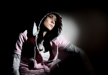 Young girl in hood