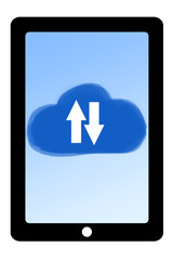 Fototapeta premium Tablet cloud upload download