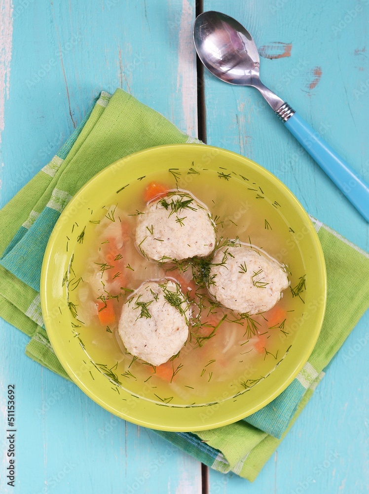 Canvas Prints fish soup with fricandel.