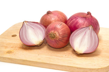 Sliced shallot with whole shallots
