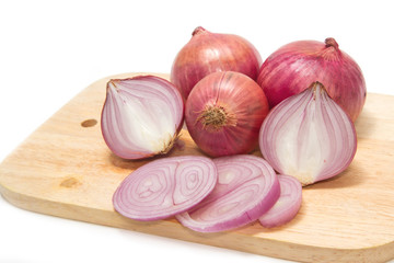 Sliced shallot with whole shallots