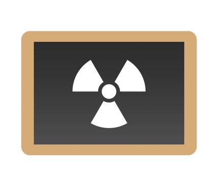 Symbole nucléaire dans une ardoise