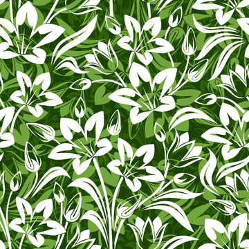 Seamless pattern with flowers. Vector illustration.