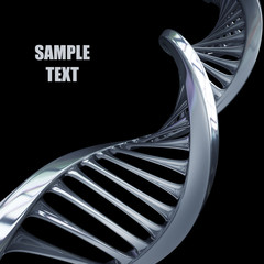 model of twisted chrome metal DNA chain isolated on black background High resolution 3d render
