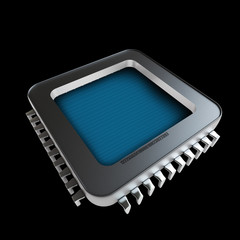 Processor unit CPU concept isolated on black background High resolution 3D