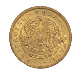 Kazakhstan coin on a white background