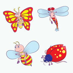 Insect Cartoon Vector Set