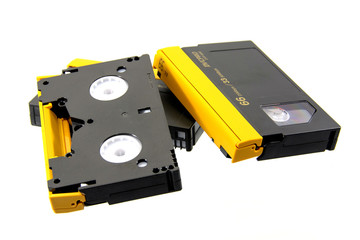 video cassette on white background