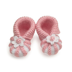 Pair of Hand-Knit Baby Shoes, Isolated