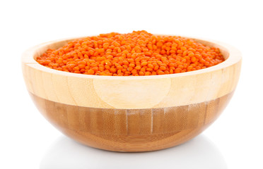 Beans in bowl isolated on white