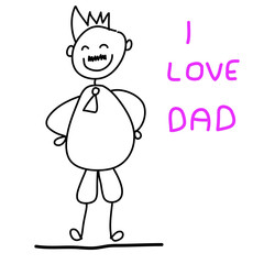 happy kid with dad hand drawing cartoon character