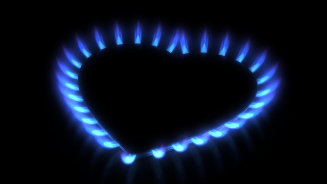 Gas stove. Blue flames
