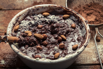 Closeup of homemade chocolate with nuts