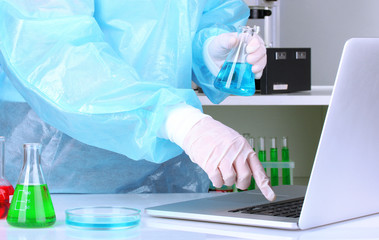 Fototapeta premium Scientist entering data