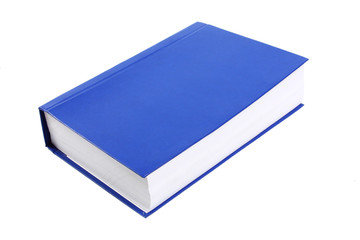 Very thick blue book isolated on white background
