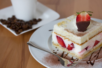 Cake and coffe beans