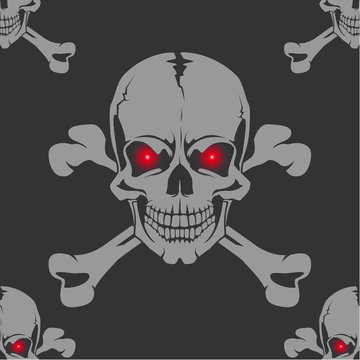 Seamless background with skull and crossbones
