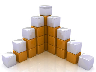 cubic diagram structure on a white background